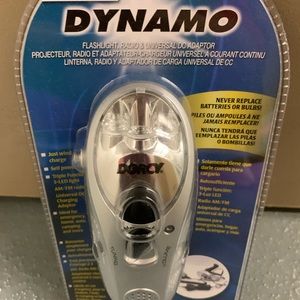 Dorcy Dynamo Flashlight Radio & Universal DC Adaptor Emergency Camping Auto NEW